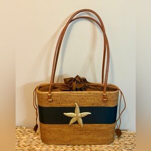New Lisi Lerch Bosom Buddy Bags Woven Coastal Tote Starfish